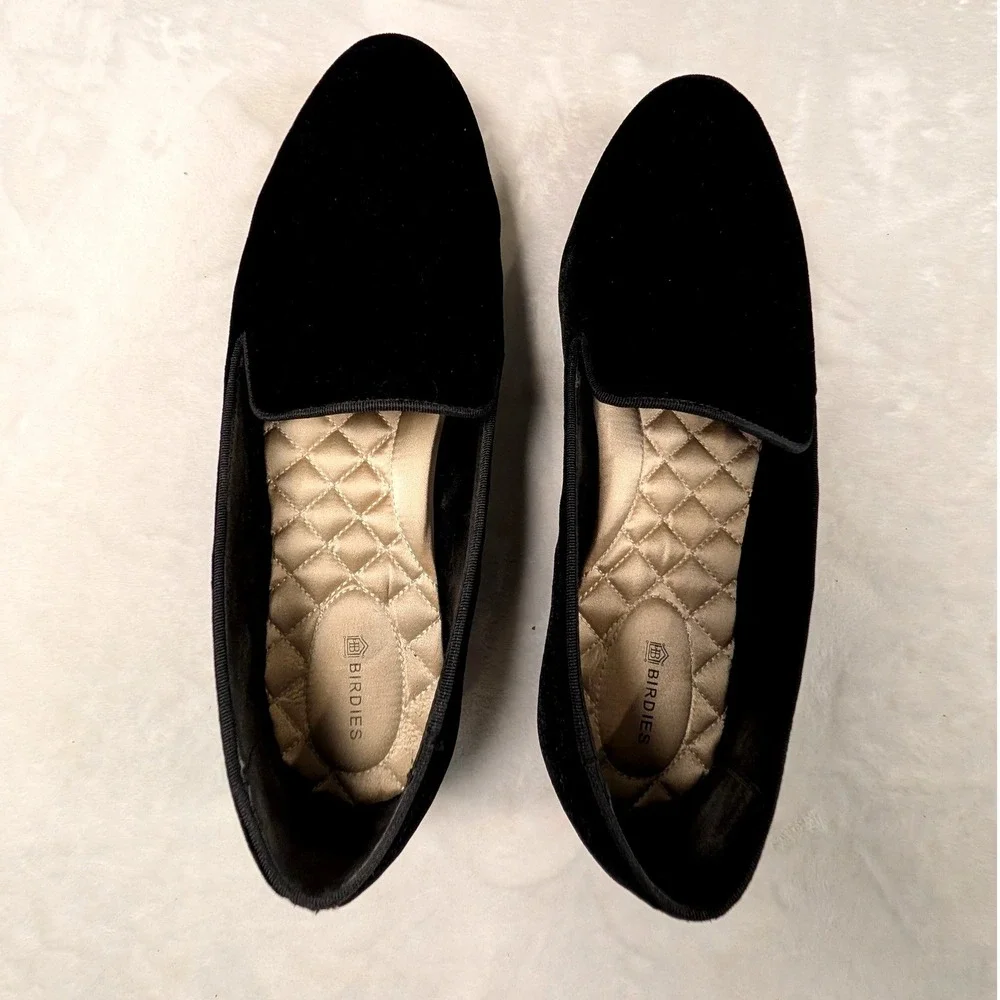 Birdies The Starling Black Velvet Loafers Womens 10 Holiday Fall Flats